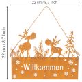 Willkommensschild aus Edelrost mit Rentiermotiv, 22 cm, 2 Stück | Floristik24.at