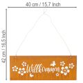 Willkommensschild Metall Edelrost 40x15 cm Rostbraun mit Blumen und Schmetterlingen | Floristik24.at