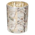 Floristik24 Windlicht Glas 12cm Winterwald Zweigdesign Gold
