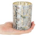 Windlicht Glas 12cm Winterwald Zweigdesign Gold | Floristik24.at