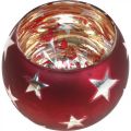 Floristik24 Windlicht Glas Teelichtglas mit Sternen Rot Ø9cm H7cm