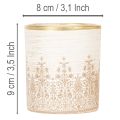 Windlichtglas Teelichthalter mit Blumenmuster Ø8cm H9cm 2er-Set | Floristik24.at