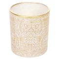 Windlicht Glas Teelichthalter Paisley-Muster Braun Weiß Gold Ø8cm H9cm 2 Stück | Floristik24.at