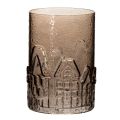 Windlicht aus braunem Glas mit