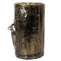 Windlicht Glas mit Hirschkopf und Baumrelief grünbraun 26cm | Floristik24.at