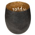 Windlicht aus Metall mit schwarzer Außenseite und goldener Innenfläche, 11 cm hoch | Floristik24.at