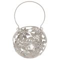Windlicht aus Metall, Hängedekoration, Grau, Ø14 cm, H13 cm, Floral | Floristik24.at