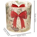 Windlicht Glas mit roter Schleife und Winterzweigen 15cm | Floristik24.at