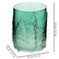 Windlicht aus Glas mit Tannenrelief 16cm türkisgrün | Floristik24.at