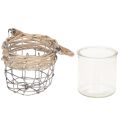 Teelichthalter aus Glas, Metall und Weide, Ø 10,5 cm, 3 Stück | Floristik24.at
