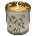 Windlicht Glas 8 cm mit Vogel-