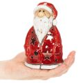 Nikolaus Teelichthalter aus Keramik 15 cm rot mit Sternen für Tischdekoration | Floristik24.at