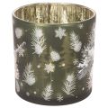 Windlicht Glas 15cm Grün Gold