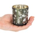 Glas-Windlicht mit Tannenzweig-Motiv, 8 cm, 2er-Set | Floristik24.at