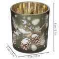 Glas-Windlicht mit Tannenzweig-Motiv, 8 cm, 2er-Set | Floristik24.at