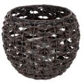 Floristik24 Windlicht geflochten Schwarz-Braun aus Kunststoff mit Glas Ø31 cm H25 cm
