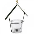Floristik24 Windlicht Haus, Teelichthalter zum Hängen, Metalldeko, Glas H21,5cm 2St