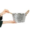 Zinkschale rund mit Seilgriffen Ø25cm H14cm aus Metall für Innen- und Außendekoration | Floristik24.at