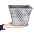 Zinktopf quadratisch mit Rautenmuster 18,5x18,5x15cm grau für Innenbereich | Floristik24.at