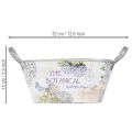 Blumenschale oval Metall mit Griffen 32×15×15cm Hortensien-Print Weiß Blau | Floristik24.at
