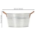 Blumenschale rund Metall Ø17,5cm H9cm mit Griffen, Silber/Kupfer | Floristik24.at