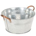 Floristik24 Blumenschale rund Metall Ø17,5cm H9cm mit Griffen, Silber/Kupfer