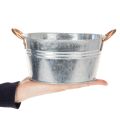 Blumenschale rund Metall Ø17,5cm H9cm mit Griffen, Silber/Kupfer | Floristik24.at