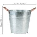 Blumentopf Metall Ø19cm H17cm mit kupferfarbenen Griffen für innen und außen | Floristik24.at