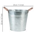 Blumentopf Metall mit Griffen Ø21cm H19,5cm Silber Kupfer | Floristik24.at