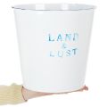 Metall-Blumentopf Übertopf Ø22×H21cm Weiß Blau Landhausstil | Floristik24.at