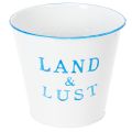 Floristik24 Blumentopf Metall Übertopf Weiß Blau Ø14×H13cm