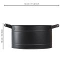 Blumentopf Metall Oval mit Holzgriffen Schwarz 34x19,5x15cm | Floristik24.at