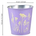 Blumentopf Metall Übertopf Lila mit Blumenmotiv Ø10cm H10,5cm | Floristik24.at