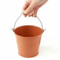 Deko-Eimer aus Metall mit Holzgriff Ø16cm Orangebraun, 1,6L | Floristik24.at