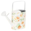 Floristik24 Gießkanne aus Metall mit Rosenmotiv, H 31,5 cm, Weiß/Bunt, Dekoration für Garten und Balkon