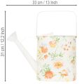 Gießkanne aus Metall mit Rosenmotiv, H 31,5 cm, Weiß/Bunt, Dekoration für Garten und Balkon | Floristik24.at