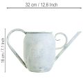 Deko-Gießkanne aus Metall 32x11x18cm Weiß-Blau Vintage-Stil für Innen- und Außendekoration | Floristik24.at