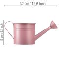 Deko-Gießkanne aus Metall Ø13,5cm Höhe 12,5cm Rosa Übertopf | Floristik24.at