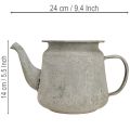 Deko-Teekanne Metall Grau 24×14×14 cm Vintage Retro Shabby Stil | Floristik24.at