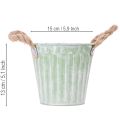 Deko-Topf 3er-Set Metall Ø15cm H13,5cm Rosa/Grün/Gelb mit Jute-Henkeln für Innen und Außen | Floristik24.at