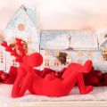 Dekofigur Rentier liegend 24cm Rot Kunststoff 2er-Set für Innenbereich | Floristik24.at