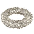 Dekokranz Holz Deko Rattan Natur Weiß Ø40cm H9,5cm | Floristik24.at
