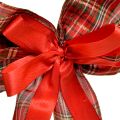Dekoschleife Weihnachten Geschenkschleife Outdoor Rot Kariert 6cm breit 20×29cm 5St | Floristik24.at