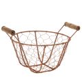 Floristik24 Drahtkorb Metall Ø18cm Rostbraun mit Holzgriffen für Dekoration