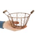 Drahtkorb Metall Ø18cm Rostbraun mit Holzgriffen für Dekoration | Floristik24.at