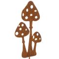 Floristik24 Gartenstecker Metall Edelrost Fliegenpilz 15 cm Rostbraun 6 Stück