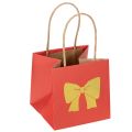 Floristik24 Geschenktüte aus Papier, 12 cm, Rot mit goldenem Schleifen-Motiv, 8 Stück