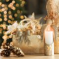Glitzerschleife aus Kunststoff Gold 11cm mit Clip 4er Set | Floristik24.at
