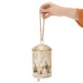 Metallglocke mit Winterdorf-Motiv, 20 cm, Weiß-Gold | Floristik24.at