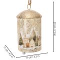 Metallglocke mit Winterdorf-Motiv, 20 cm, Weiß-Gold | Floristik24.at